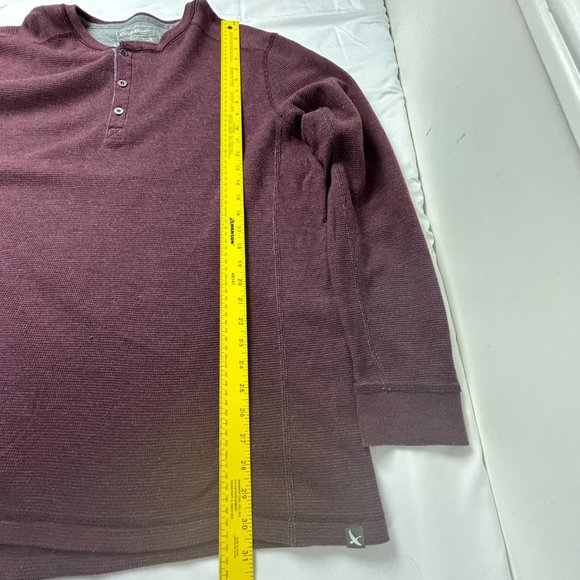 Eddie Bauer Shirt Mens TXL Burgundy Henley Tall Long Sleeve Thermal Waffle Knit - Picture 9 of 14